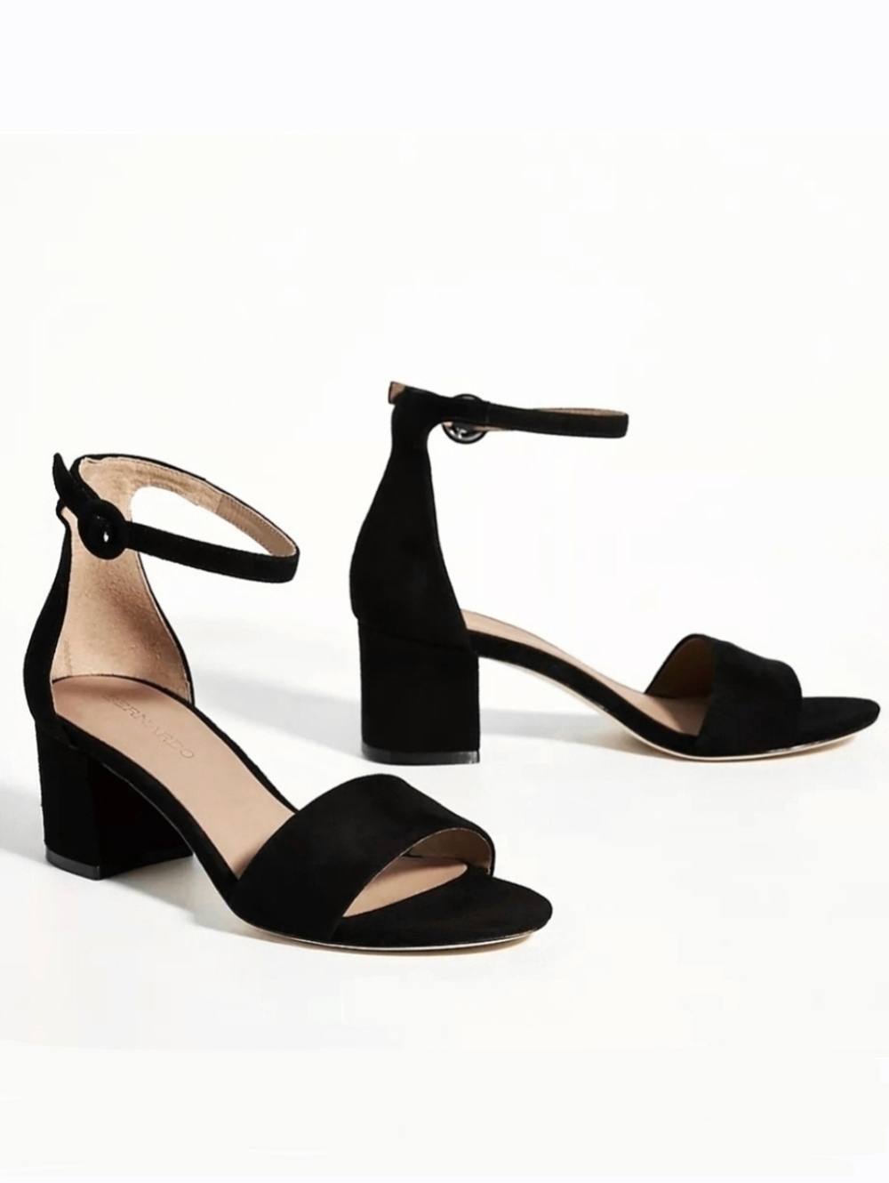BERNARDO Belinda Ankle Strap Sandals Black Strappy Suede Pumps US 8